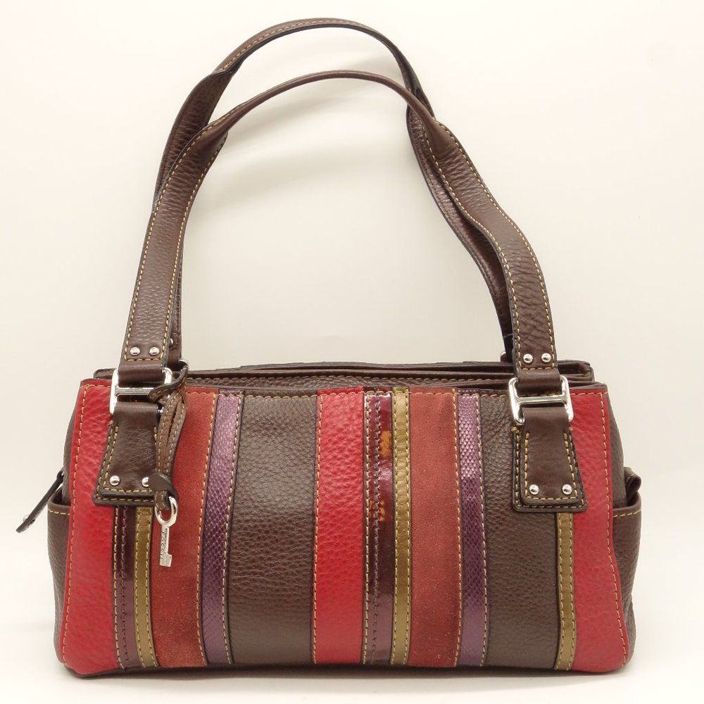 Fossil Multi Color Striped Leather Shoulder Bag - image 1